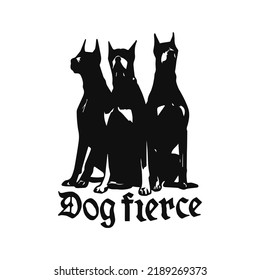 vector illustration of three black dogs