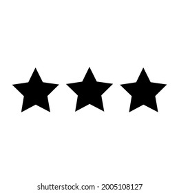 Vector illustration of three black stars icon for military awards and rankings.