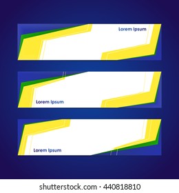 Vector illustration: Three blank web banner with Brazilian colors. 