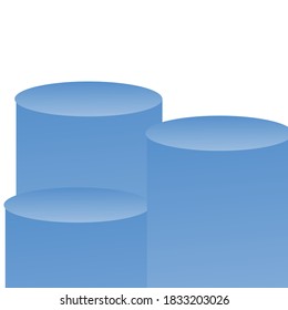 Vector illustration of three blue round trays