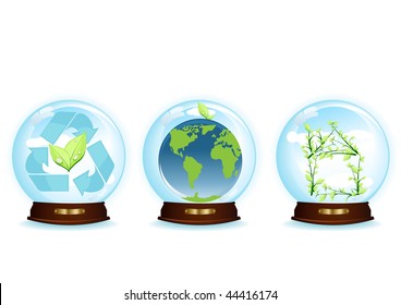 Vector illustration of three blue spheres