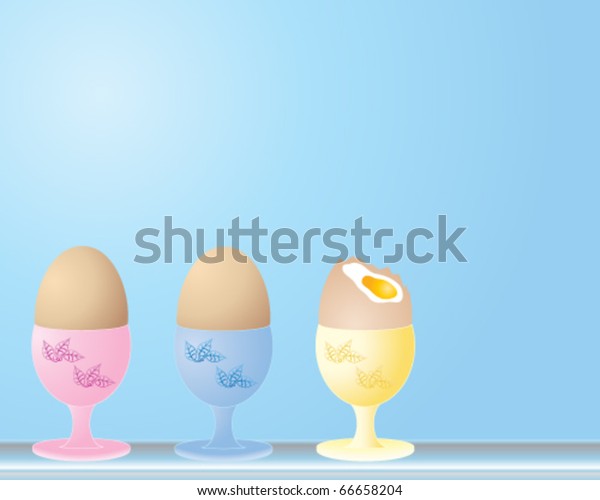 Vector Illustration Three Boiled Eggs Decorative Royalty Free