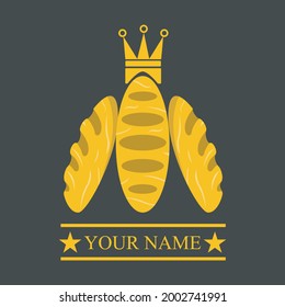 Vector Illustration of Three Bread King Logo, Gold and Black Colors Background