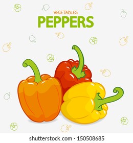 vector illustration of three bright paprika