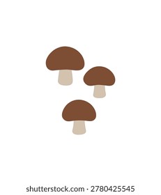 Vector illustration of three brown mushrooms with lightcolored stems