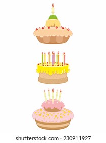 Vector illustration of three cakes