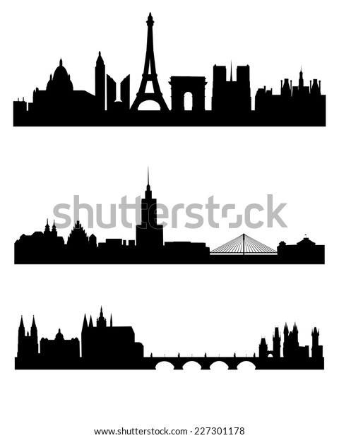 Vector Illustration Three Capitals Silhouettes Stock Vector (Royalty ...