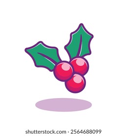 Vector illustration of three cherries for Christmas. This image is great for stickers or t-shirt designs.