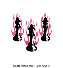 vector illustration of three chess pieces