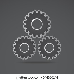 Vector illustration of three cogwheels.