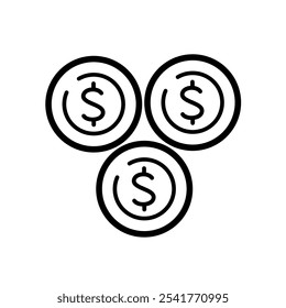 vector illustration of three coins black and white style