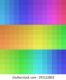 Vector illustration of three color palettes in matching colors  