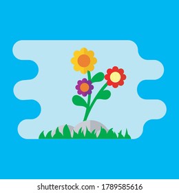 
Vector illustration of a three color sunflower. Red,Yellow,Purple,Green and Blue. Sunflower Icon