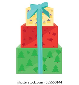 Vector illustration three colored gift boxes