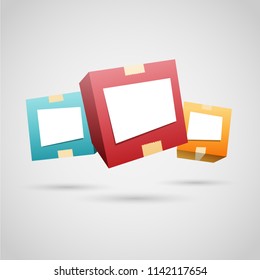 Vector illustration of three colorful boxes with copyspace