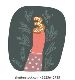 Ilustração vetorial de Três cookies em mãos