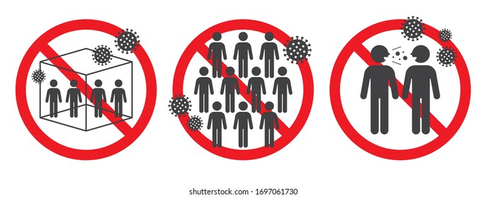 Vector illustration of "Three Cs" for COVID-19 infection prevention