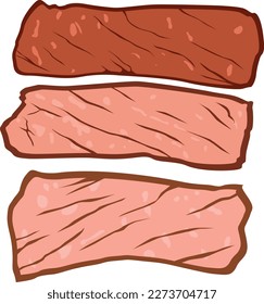 Vector illustration of three different cut meat