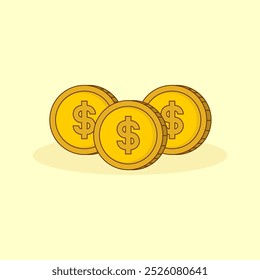 Vector illustration of three dollar coins