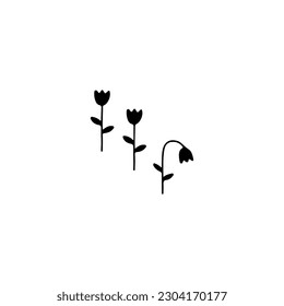 vector illustration of three doodle flowers