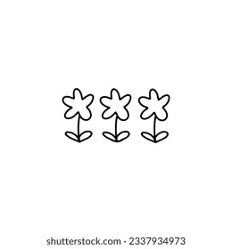 vector illustration of three doodle flowers