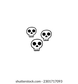 vector illustration of three doodle skulls