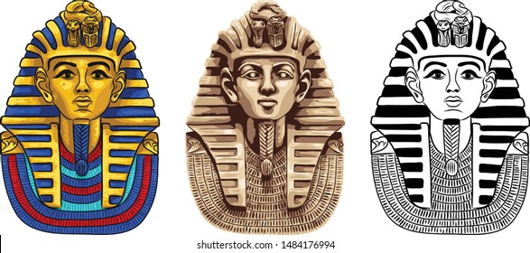 Vector illustration of three Egyptian pharaohs. EPS