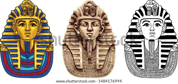 Vector Illustration Three Egyptian Pharaohs Eps Stock Vector (Royalty ...