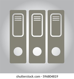 Vector illustration of Three folders vector icon or symbol in grey.
