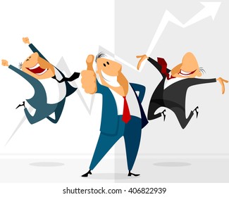 Vector illustration of a three funny businessmen