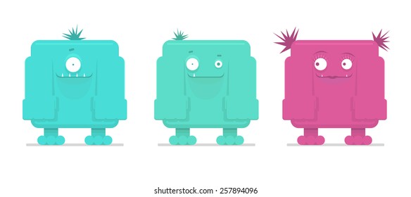 Vector illustration of three funny monsters  
