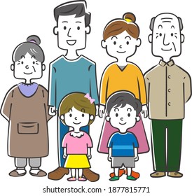 vector illustration of three generation family