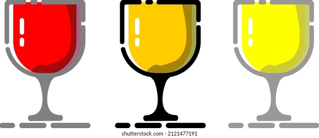 Vector illustration of three glasses filled with drinks of various flavors. Suitable for use in culinary businesses, especially beverage businesses.