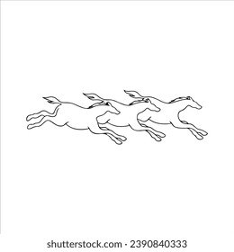 vector illustration of three horses