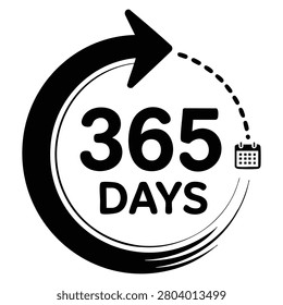 Vector illustration of three hundred and sixty five days a year icon. Perfect for business availability, schedules, and nonstop service related themes.