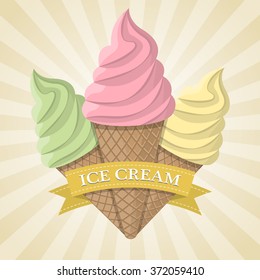 Vector illustration of three ice cream 