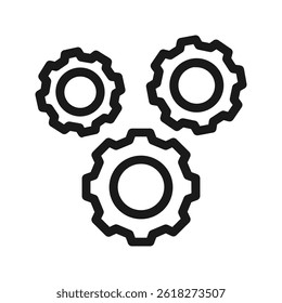 Vector illustration of three interlocking gears icon. suitable for representing processes, settings, mechanics, and engineering concepts.