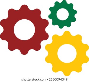 vector illustration of three interlocking gears