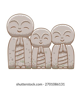 Ilustração vetorial de três estátuas de Jizo.