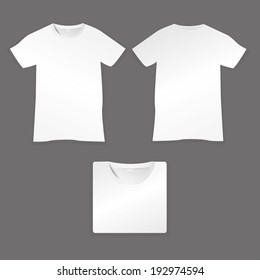 vector illustration of three kinds of white shirts on a gray background