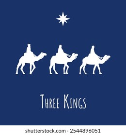 Vector illustration of Three Kings Day. Epiphany day. 
