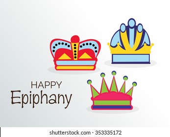 Vector illustration of three King's Day symbolized by three tinkered crowns background.