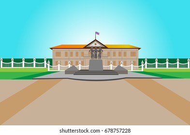 Vector illustration the three kings monument,chiang mai, thailand.