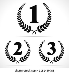 Vector illustration of three laurels symbols icons