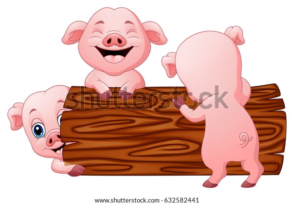 Vector Illustration Three Little Pig Cartoon Stock Vector Royalty