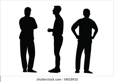 Vektorgrafik von drei Männern-Silhouetten auf weißem Hintergrund