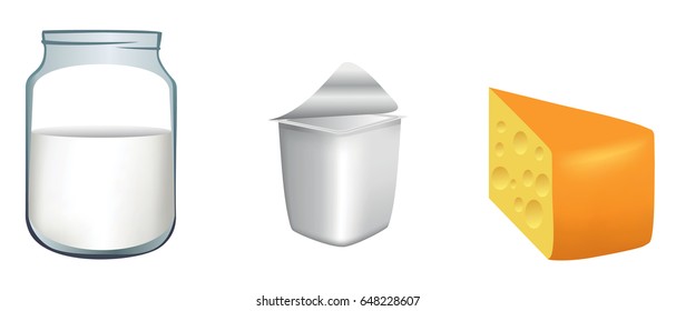 Vector illustration of a three milk products