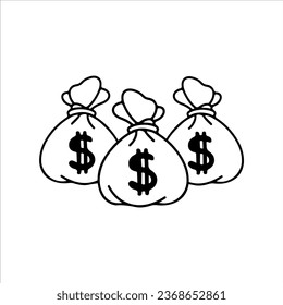 vector illustration of three money bags
