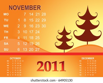 vector illustration of three months calender