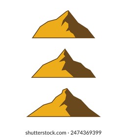 Vector illustration of three mountain options for adventurers.